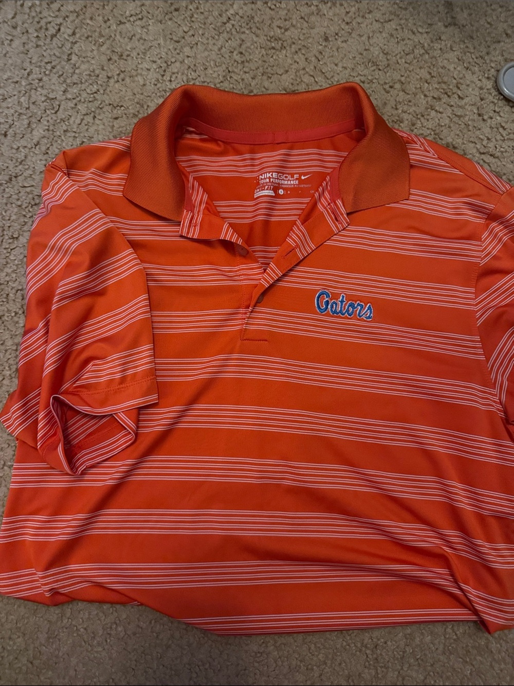 Nike Orange Striped Florida Gators Golf Polo